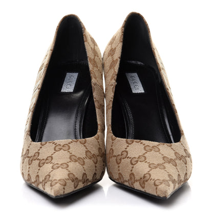 Balenciaga X GUCCI GG Monogram Square Knife 80mm Pumps 39.5 Beige Ebony 2 of 9