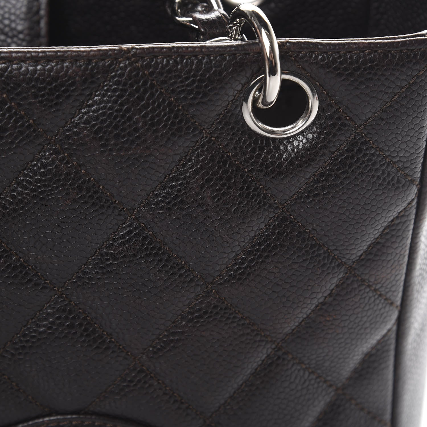 Chanel Caviar Petit Shopping Tote PST Dark Brown 12 of 15
