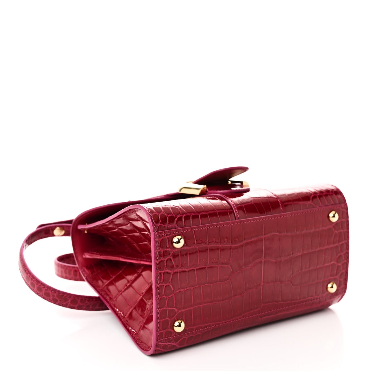 Crocodile Mini Brillant Satchel Pink
