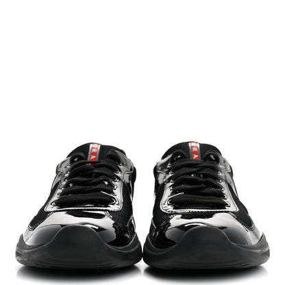 Prada Patent Mens America's Cup Patchwork Sneakers 8 Black Red 3 of 10