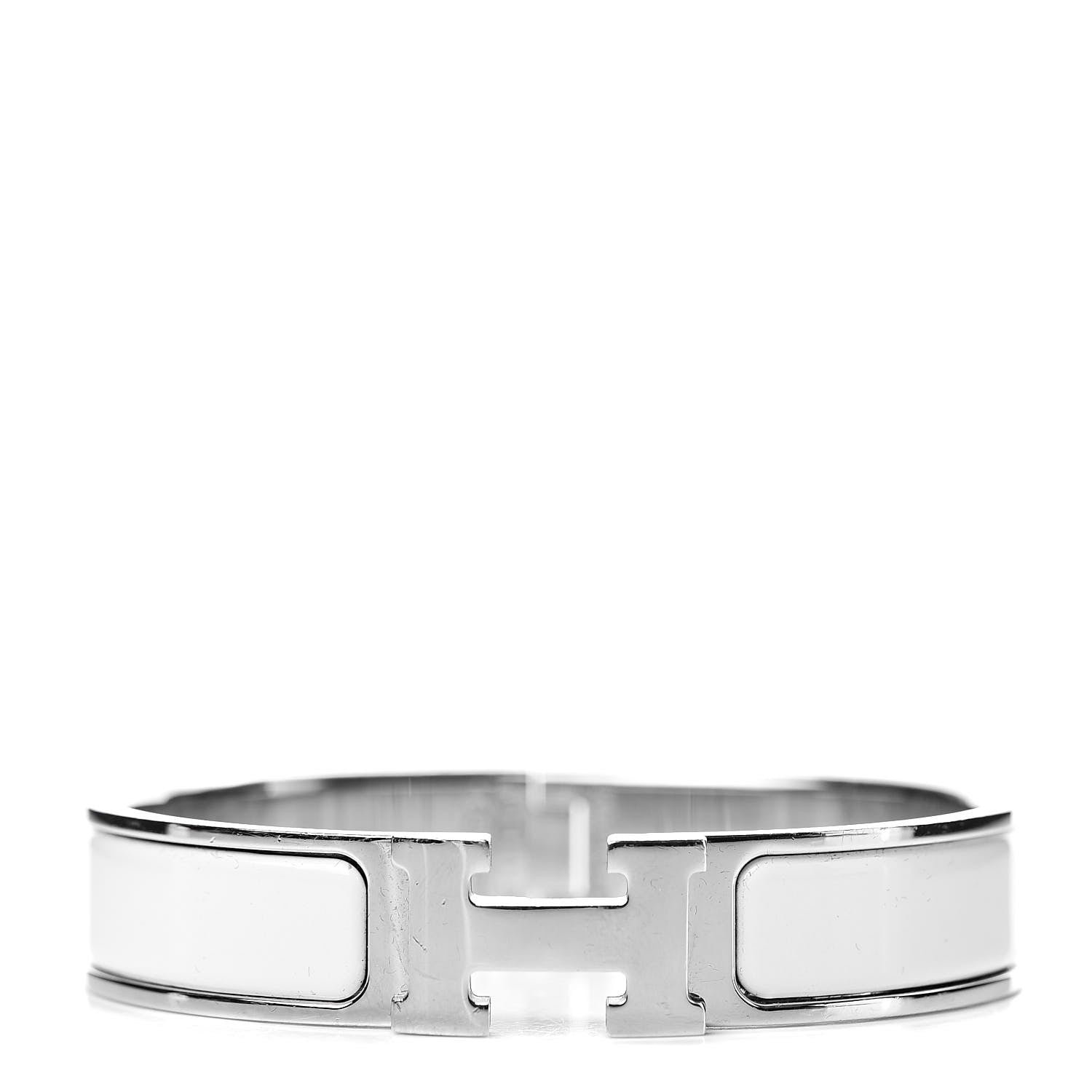 Hermes Enamel Narrow Clic Clac H Bracelet PM White 1 of 5