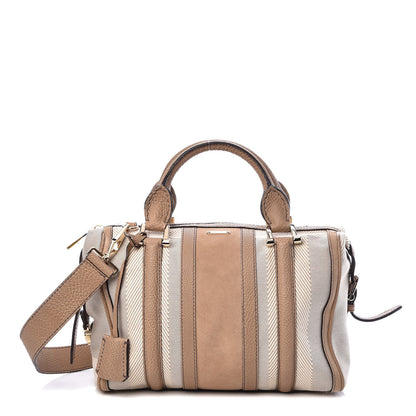 Burberry Canvas Calfskin Satchel Beige 1 of 10