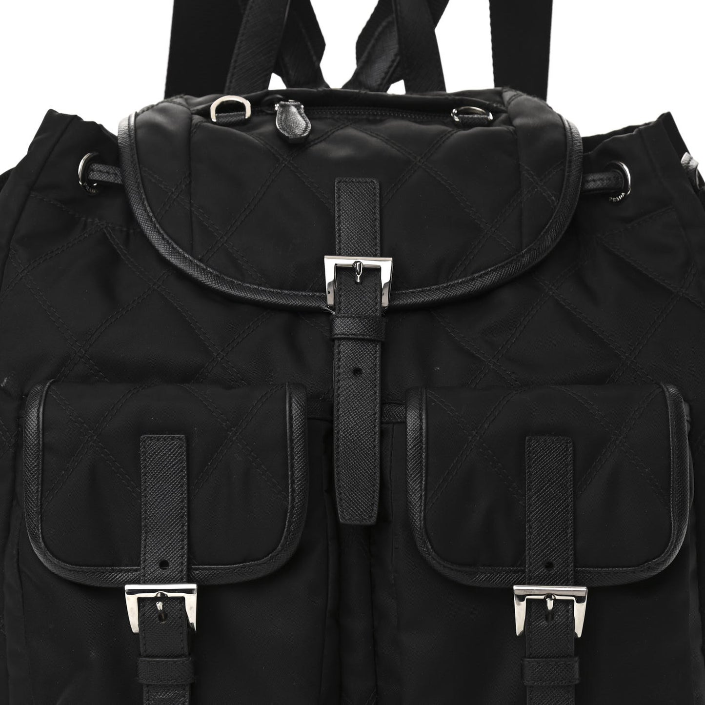 Tessuto Nylon Saffiano Vela Quilted Backpack Black