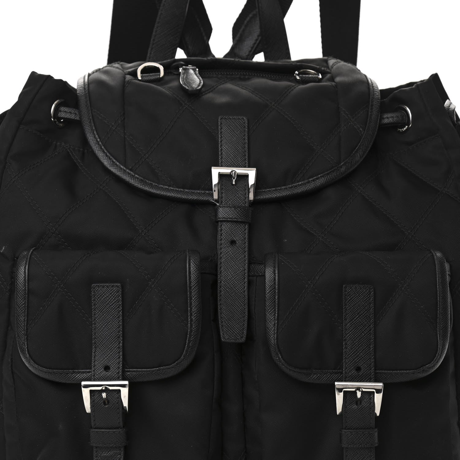 Prada Tessuto Nylon Saffiano Vela Quilted Backpack Black 7 of 13