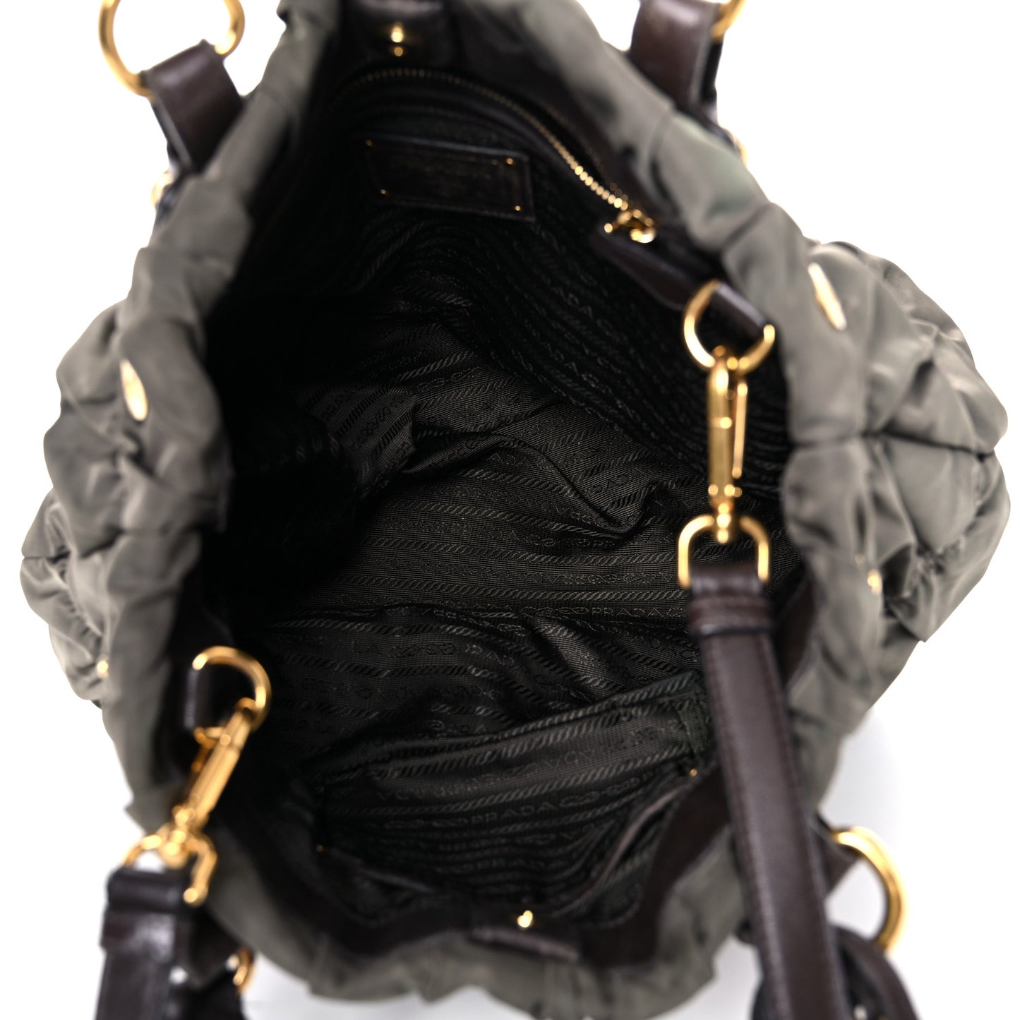 Tessuto Nylon Gaufre Tote Fumo
