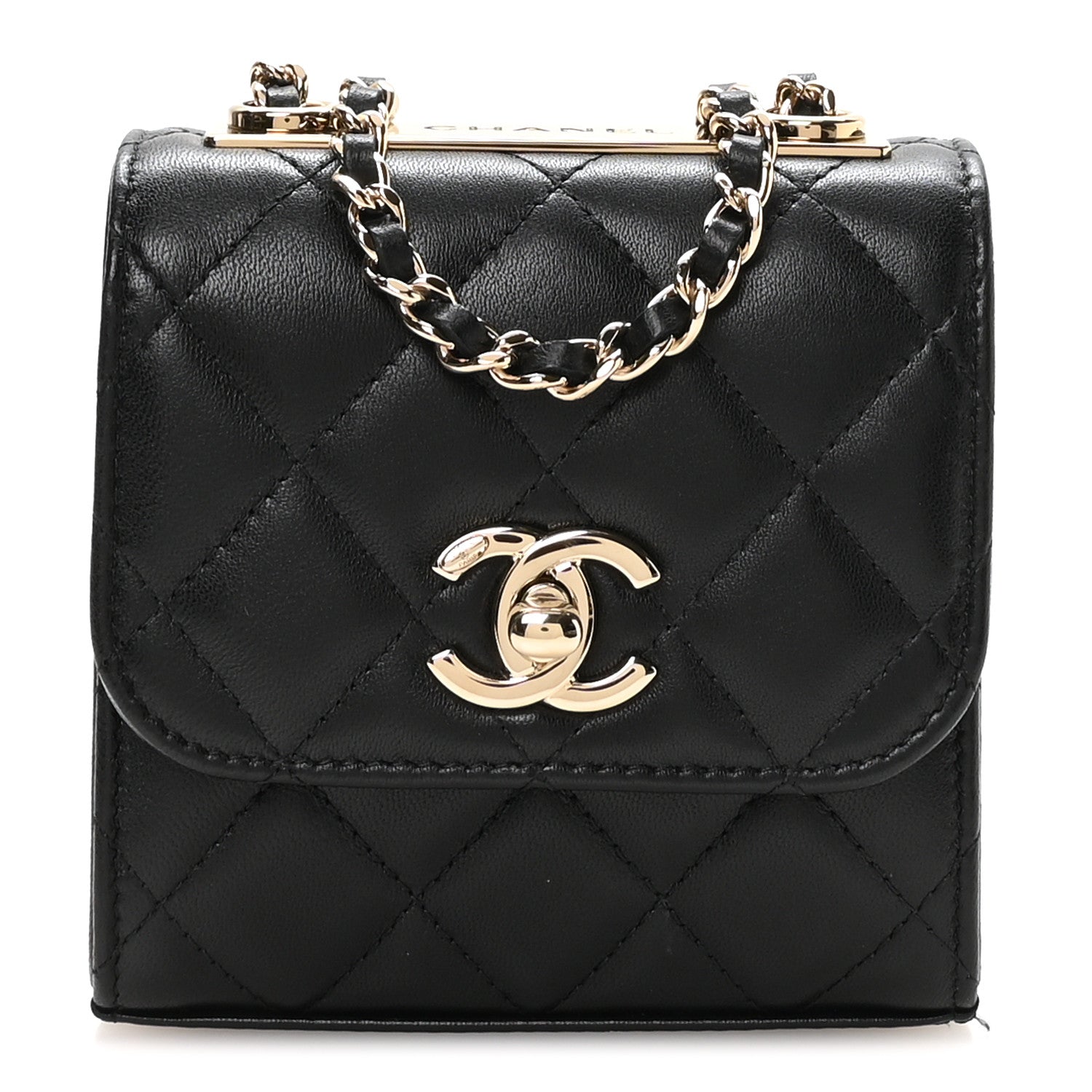 Chanel Lambskin Quilted Mini Trendy CC Clutch With Chain Black 1 of 11