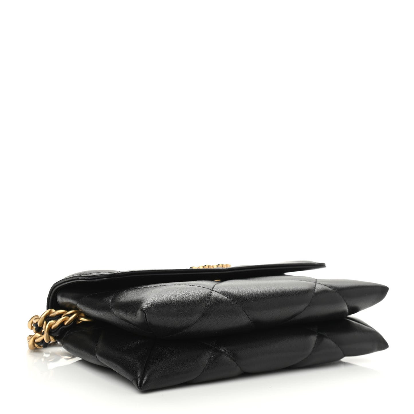 Lambskin Quilted Chanel 19 Flap Clutch Black