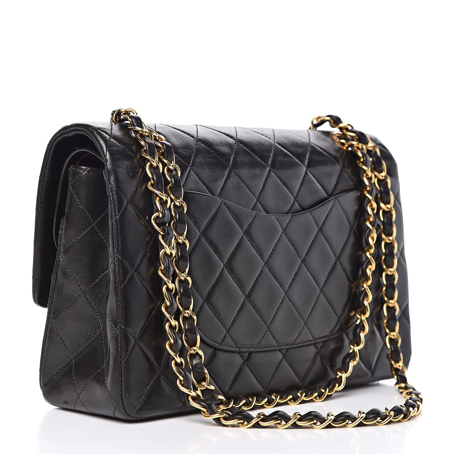 Lambskin Quilted Medium Double Flap Black