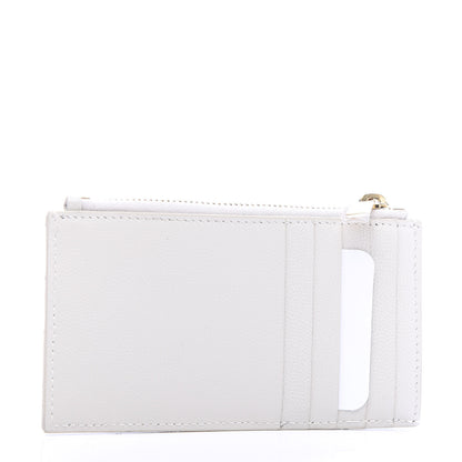 Saint Laurent Grain De Poudre Matelasse Chevron Monogram Fragments Zippered Card Case White 3 of 7