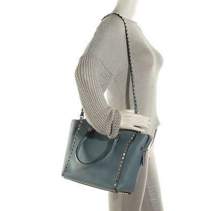 Valentino Garavani Vitello Rockstud Double Handle Tote London Stone 2 of 10