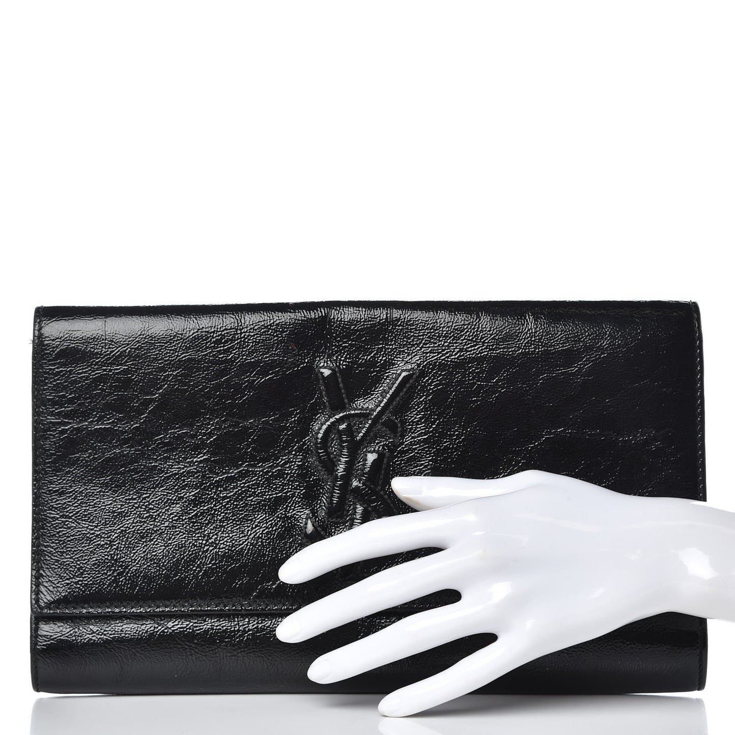 Textured Patent Monogram Large Belle De Jour Clutch Black