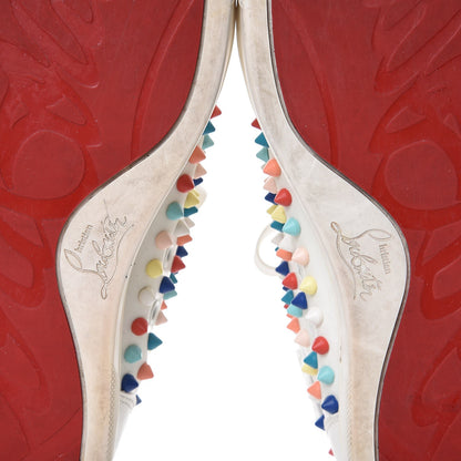 Christian Louboutin Calfskin Louis Spikes Flat Sneakers 40 White Multi 18 of 26