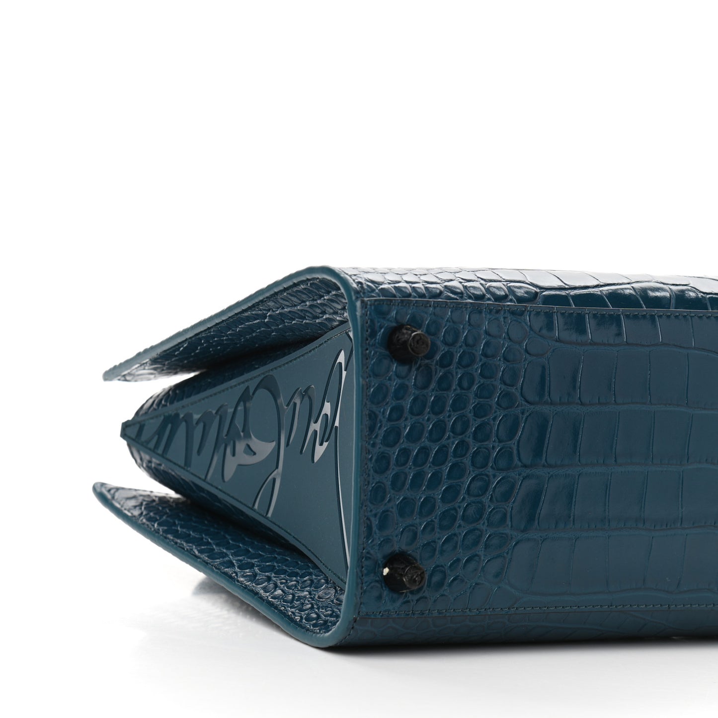 Calfskin Crocodile Embossed Medium Paloma Blue