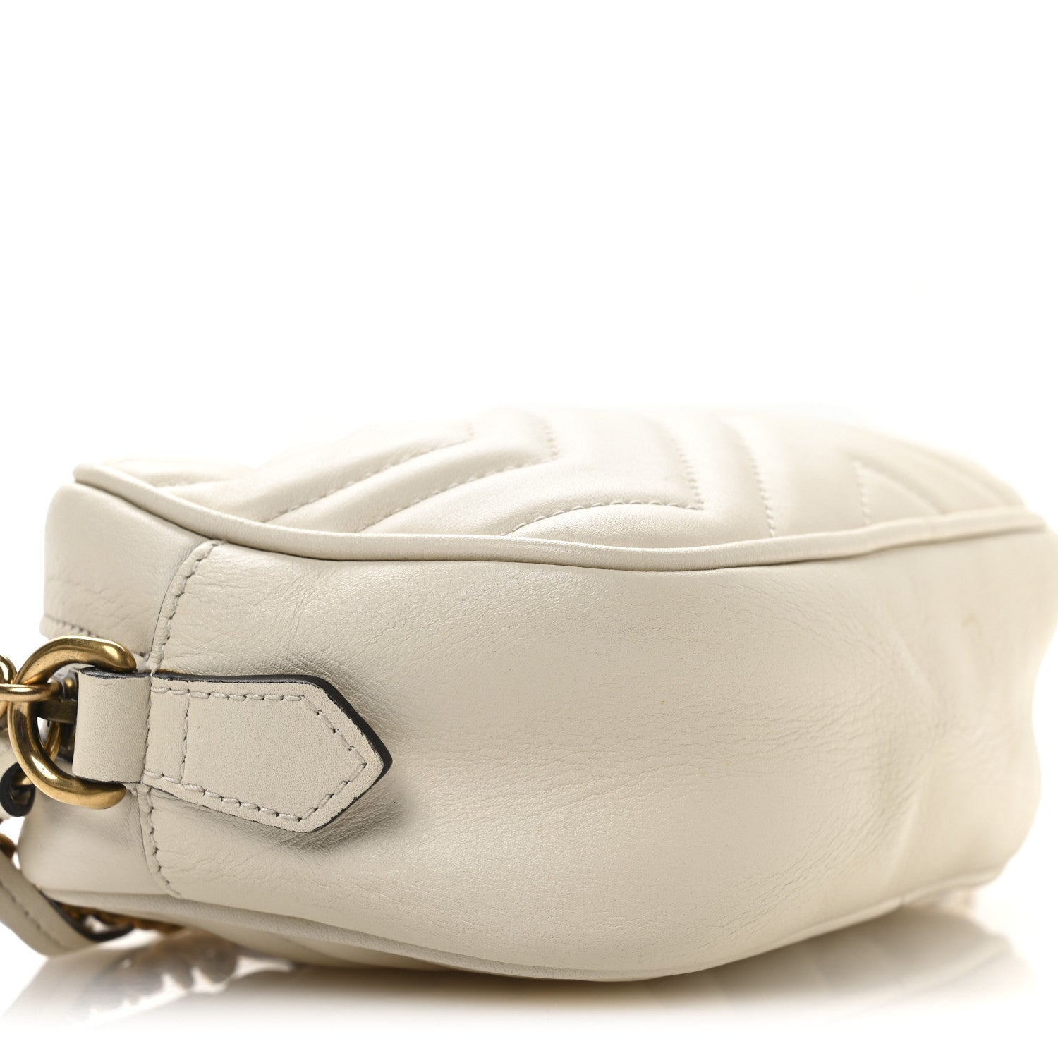 Gucci Calfskin Matelasse Mini GG Marmont Chain Shoulder Bag White 4 of 12