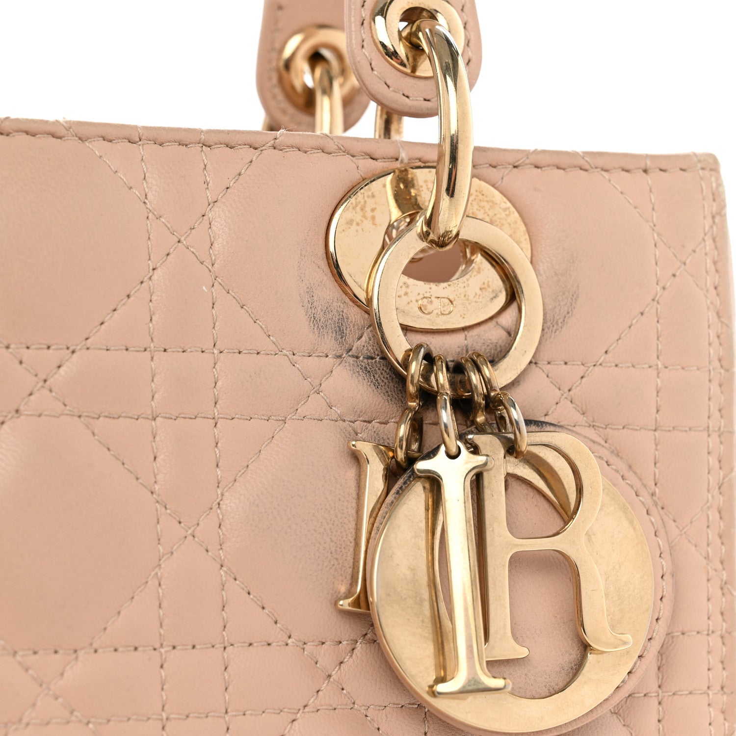 Christian Dior Lambskin Cannage Medium Lady Dior Beige 11 of 12