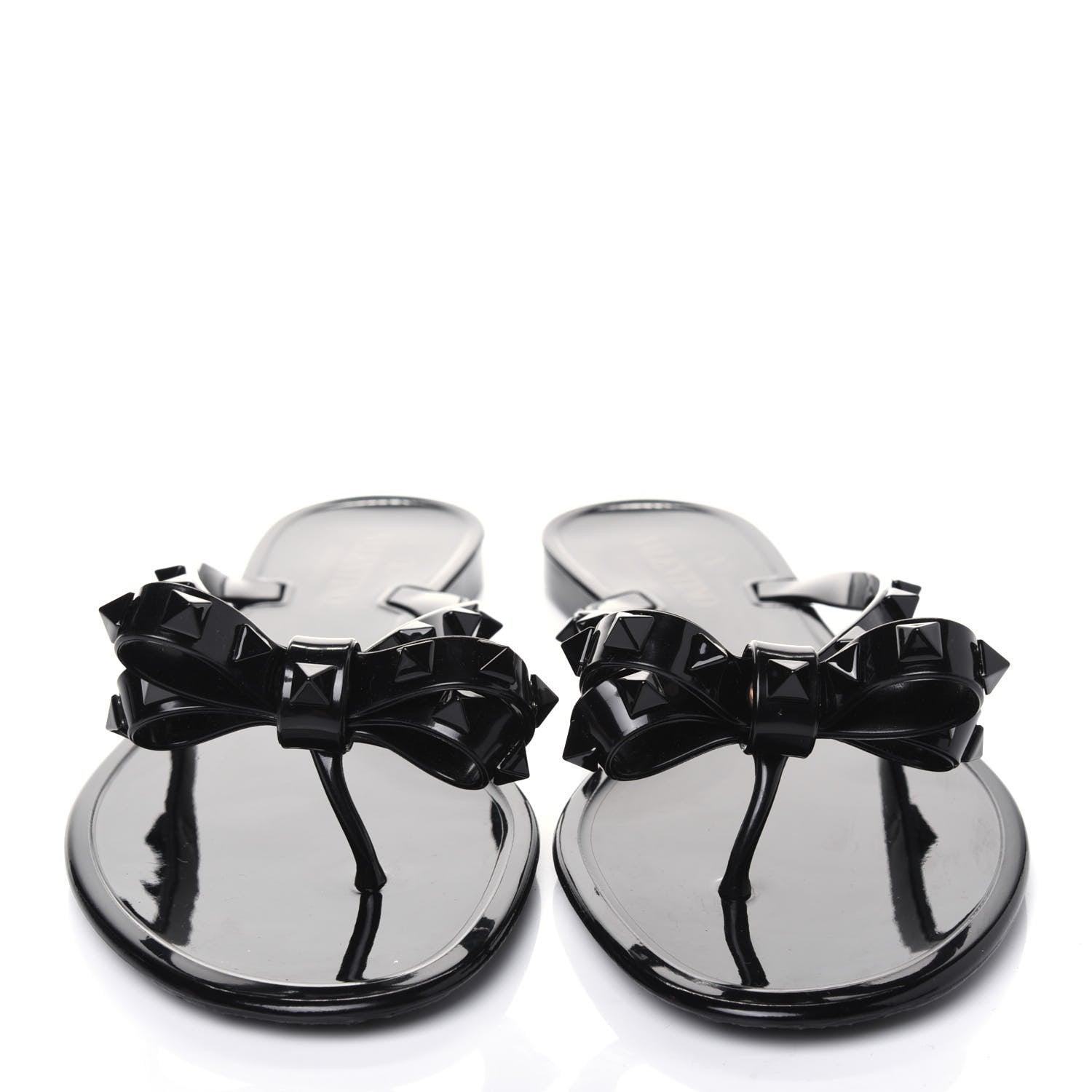 Valentino Garavani PVC Jelly Rockstud Bow Thong Sandals 40 Black 2 of 8