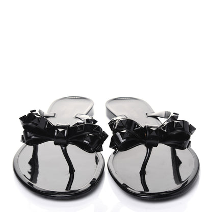 Valentino Garavani PVC Jelly Rockstud Bow Thong Sandals 40 Black 2 of 8