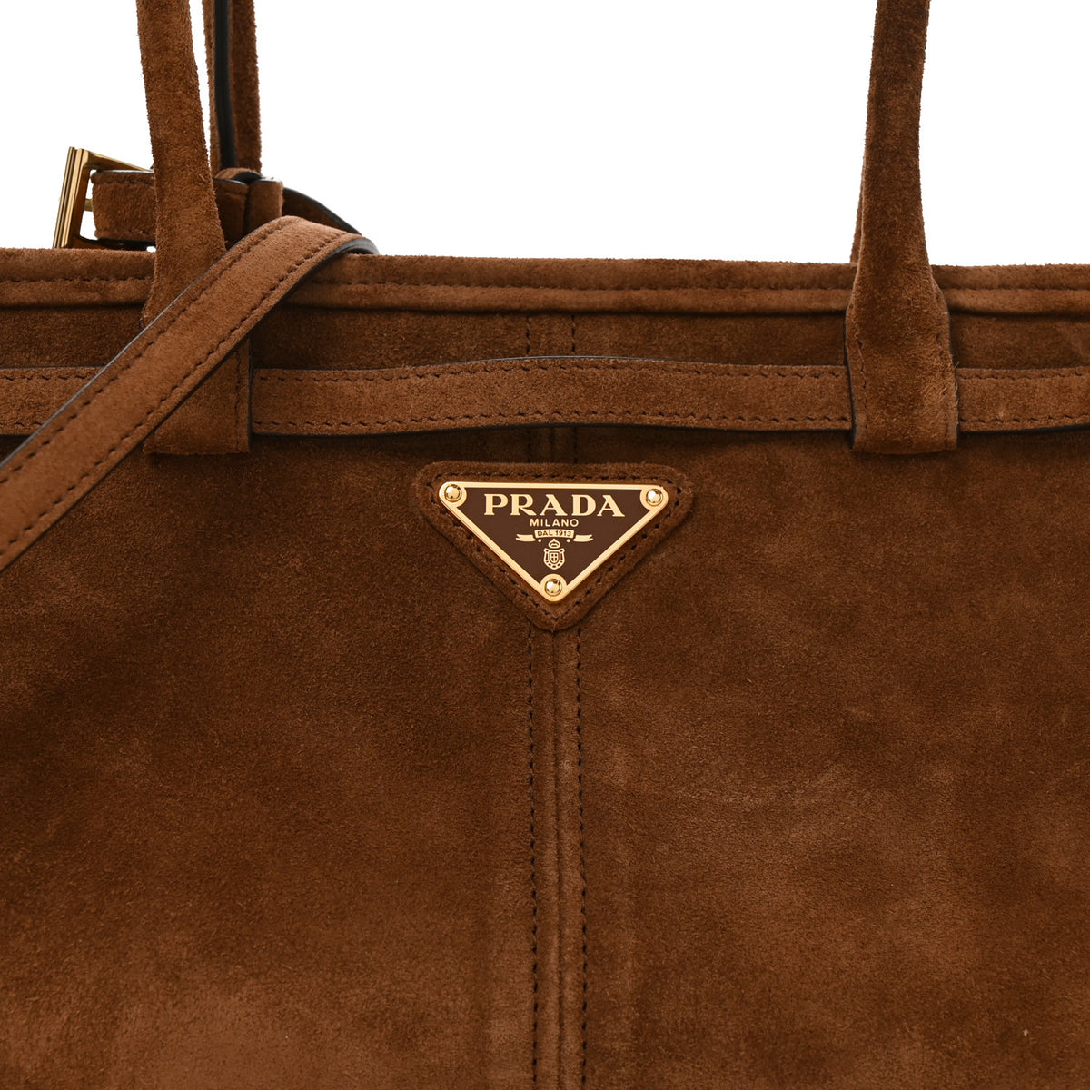 Prada Suede Triangle Medium Bonnie Shoulder Bag Cacao 7 of 9