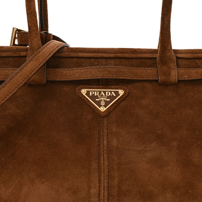 Prada Suede Triangle Medium Bonnie Shoulder Bag Cacao 7 of 9