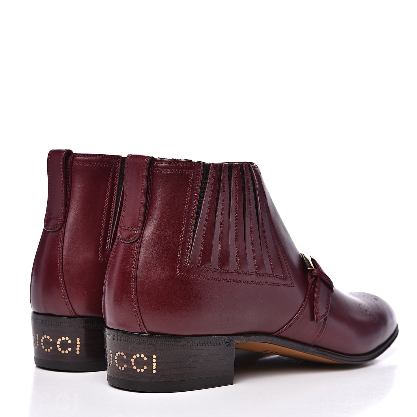 New Waxed Calfskin Mens G Medallion Toe Ankle Boots 6.5 Red Bordeaux