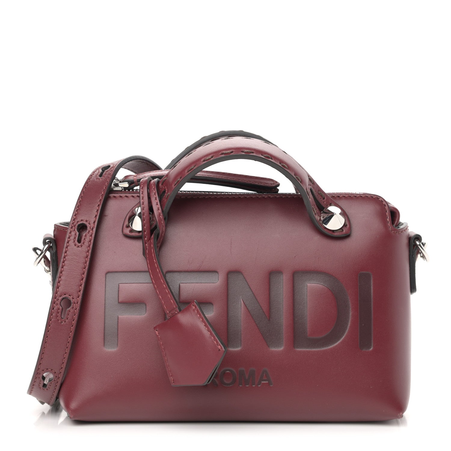 Fendi Vitello King Logo Embossed Mini By The Way Boston Bag Barolo 2 of 27