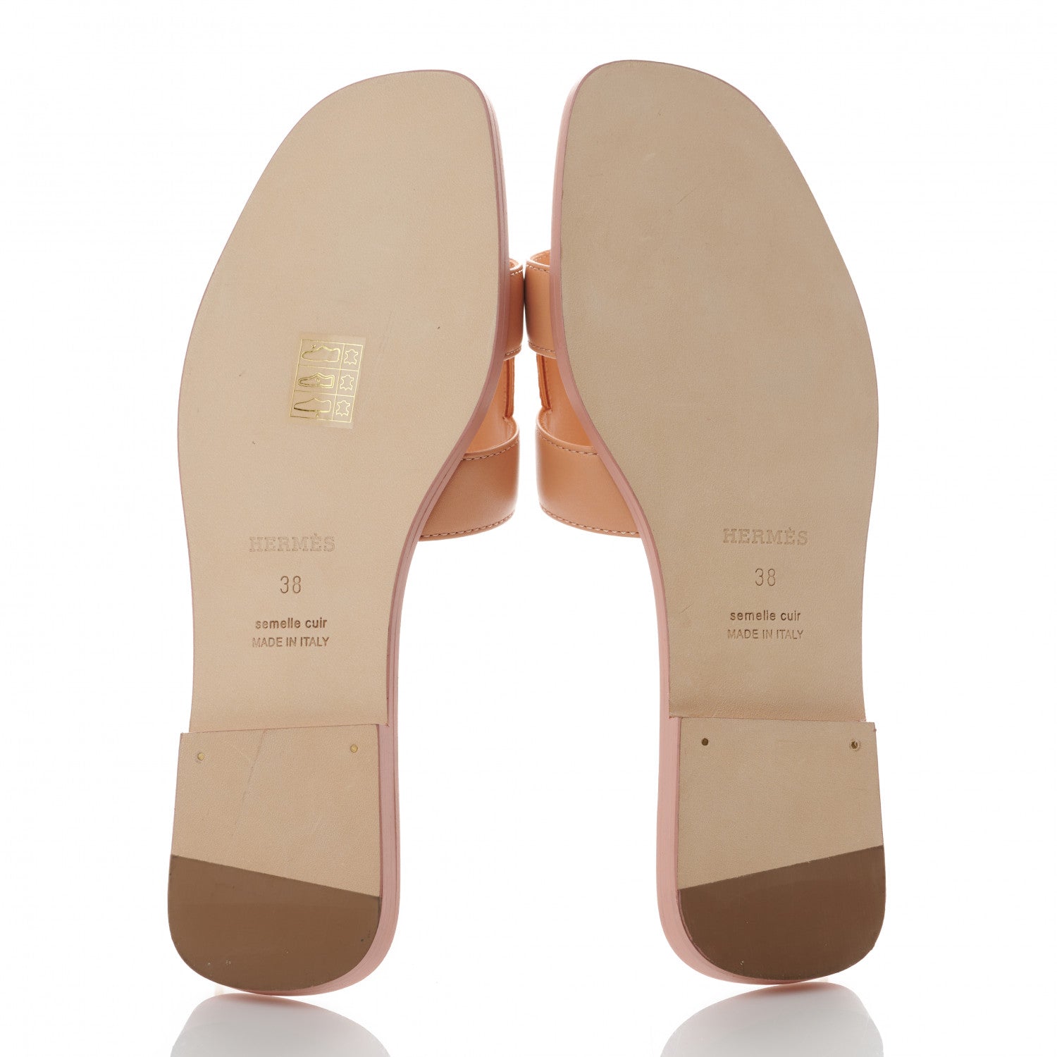 Hermes Box Calfskin Oran Sandals 38 Granit Rose 5 of 7