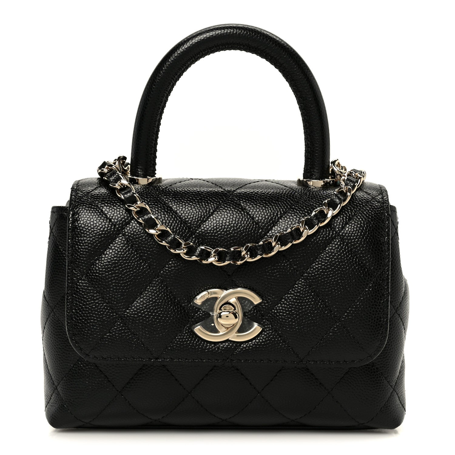 Chanel Caviar Quilted Coco Handle Clutch With Chain Black 1 of 12