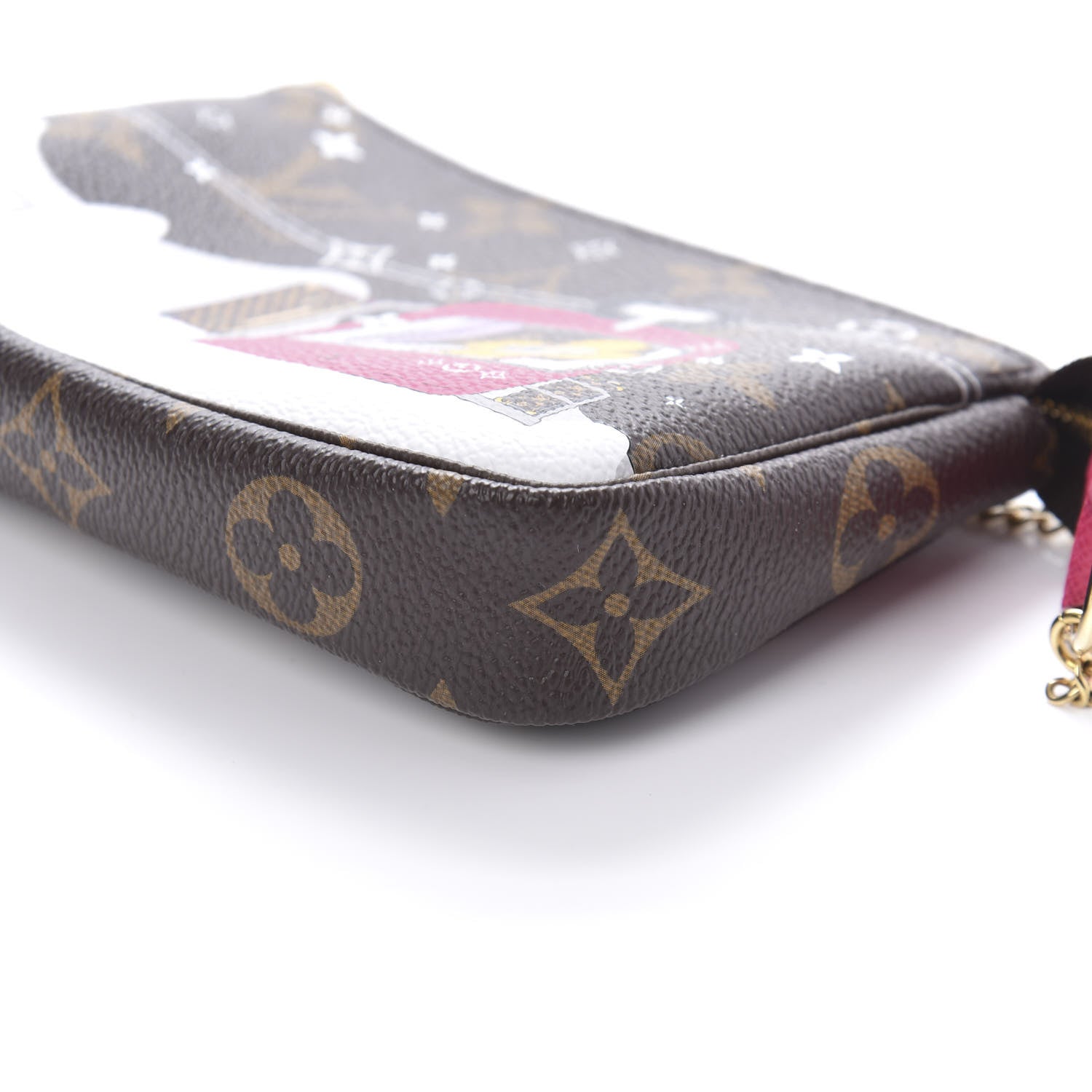 Louis Vuitton Monogram 2019 Christmas Animation Mini Courchevel Pochette Accessories Fuchsia 7 of 10