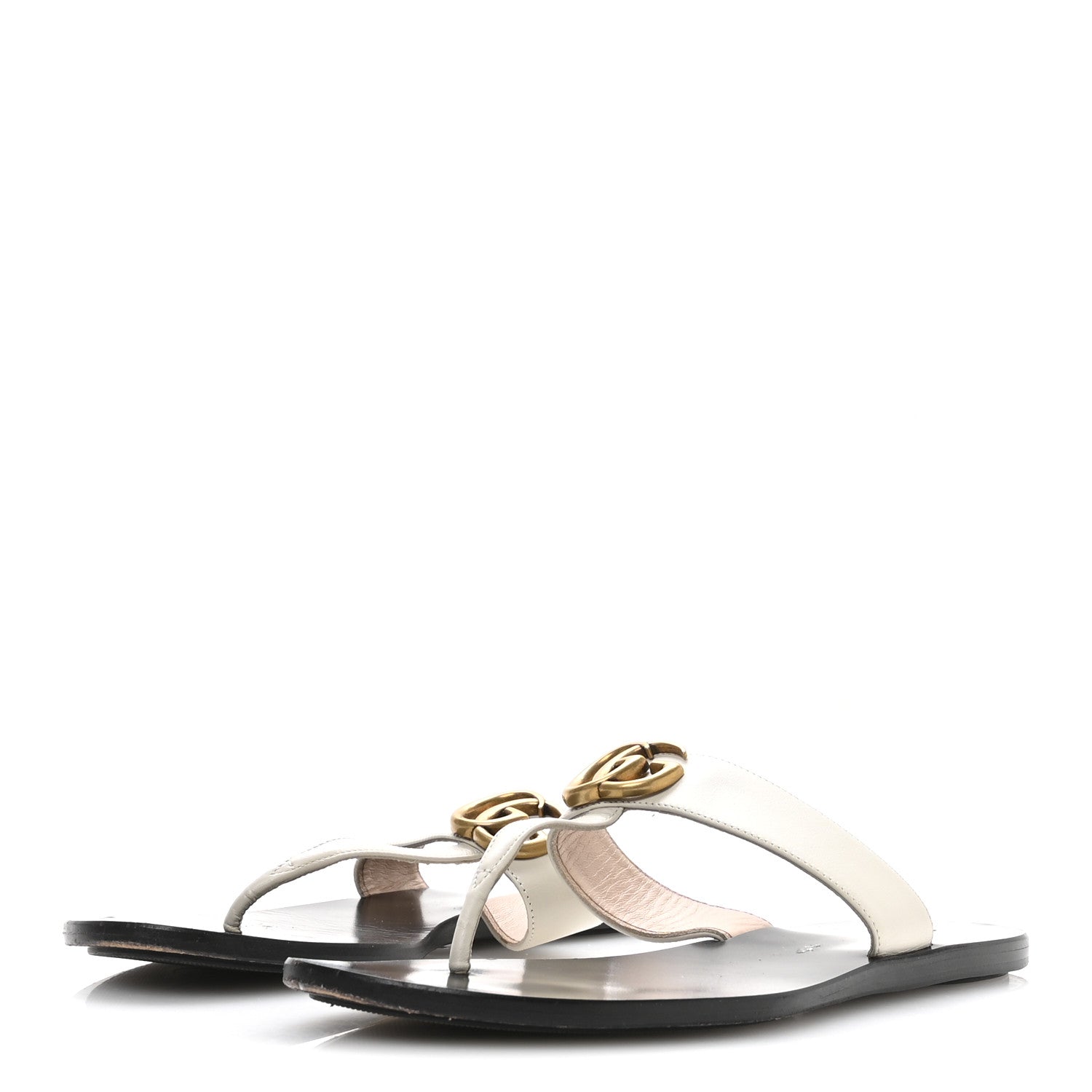 Gucci Calfskin GG Marmont Thong Sandals 39 Mystic White 4 of 8