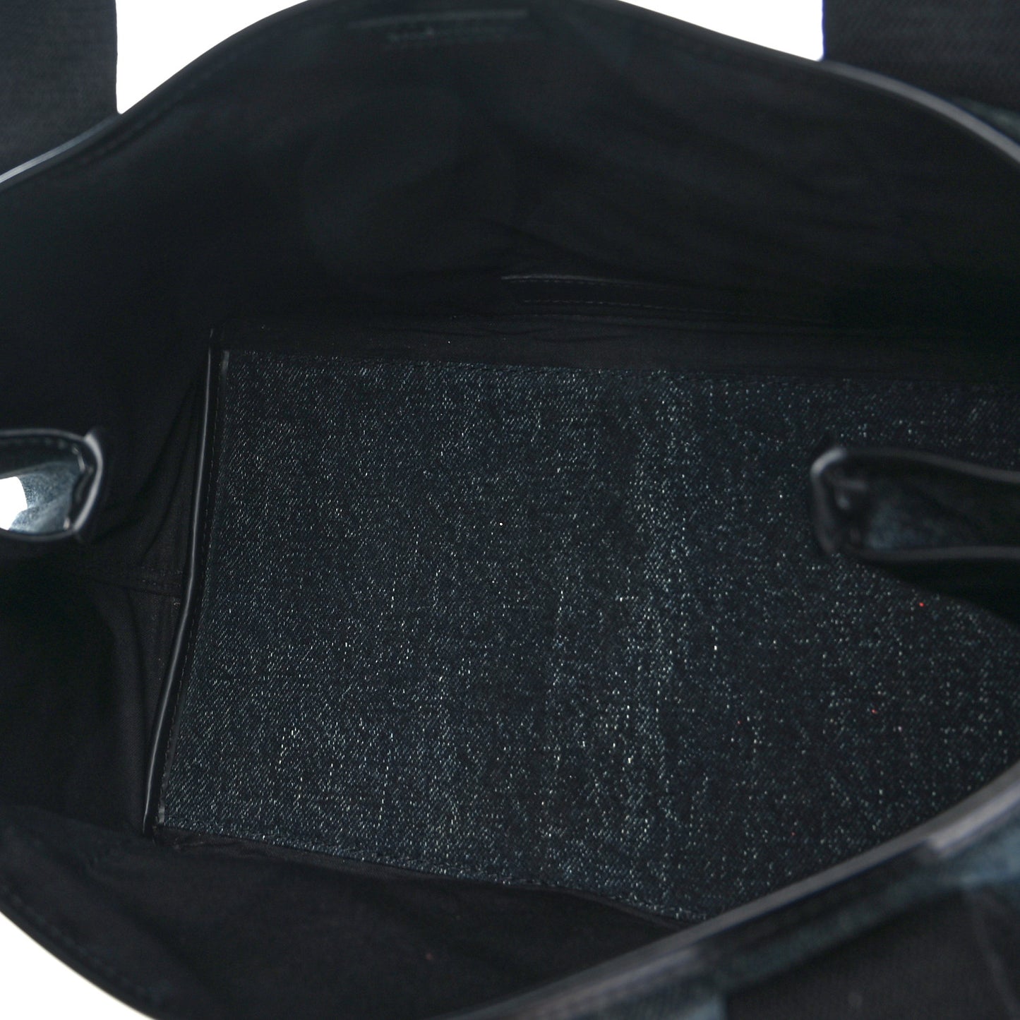 Denim Fabric Satin Calfskin S Navy Cabas Washed Black