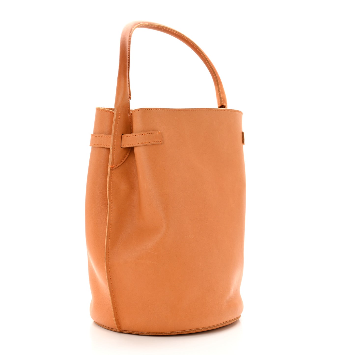 Smooth Calfskin Big Bag Bucket Apricot