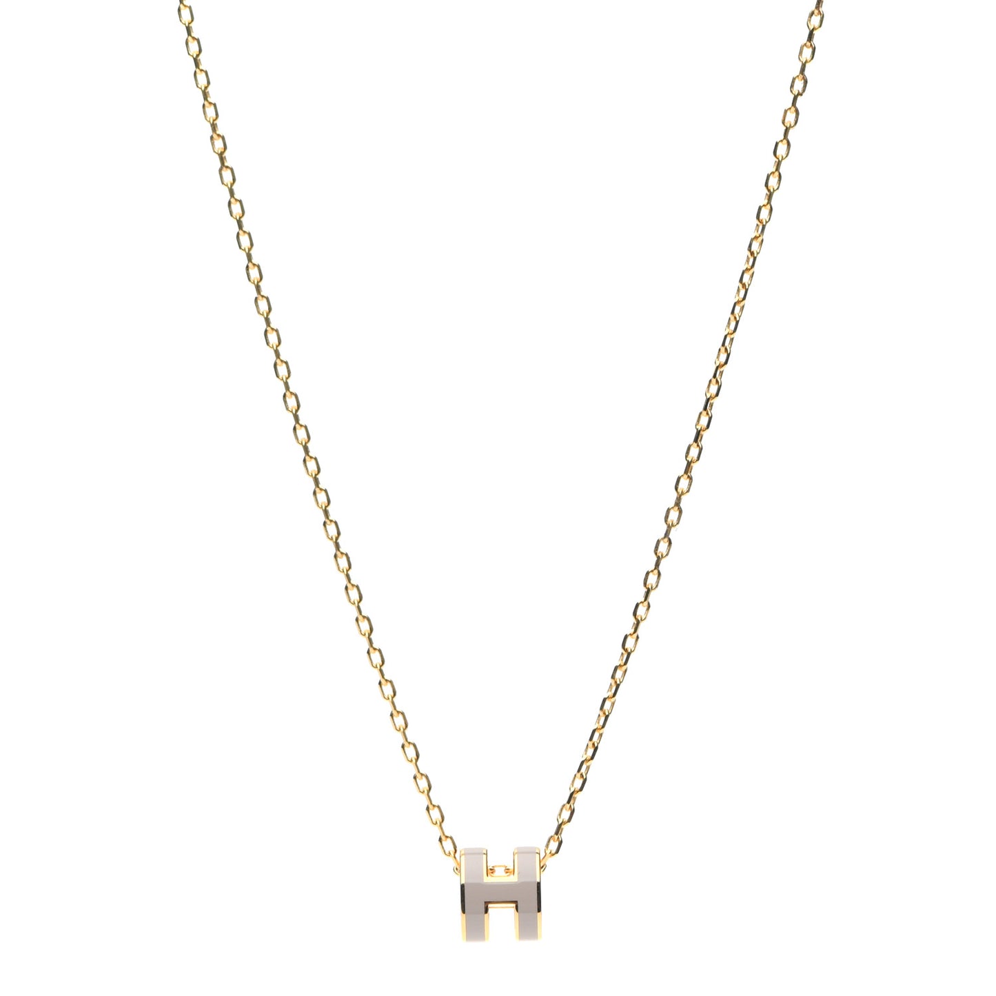 Lacquered Gold Mini Pop H Pendant Necklace Marron Glace