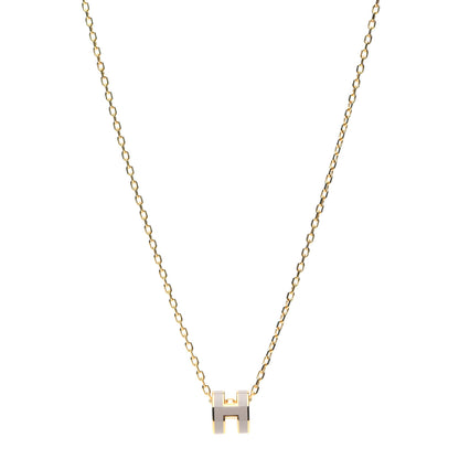 Hermes Lacquered Gold Mini Pop H Pendant Necklace Marron Glace 1 of 7