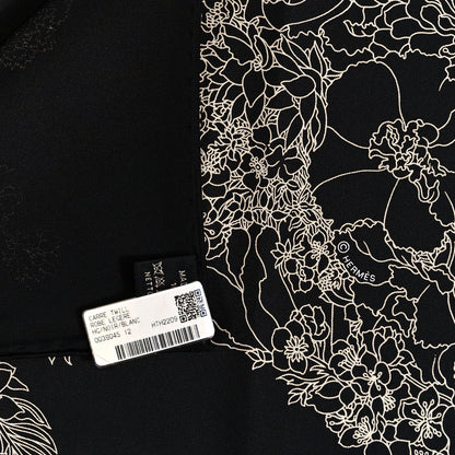 Hermes Silk Robe Legere Scarf 90 Black White 3 of 4
