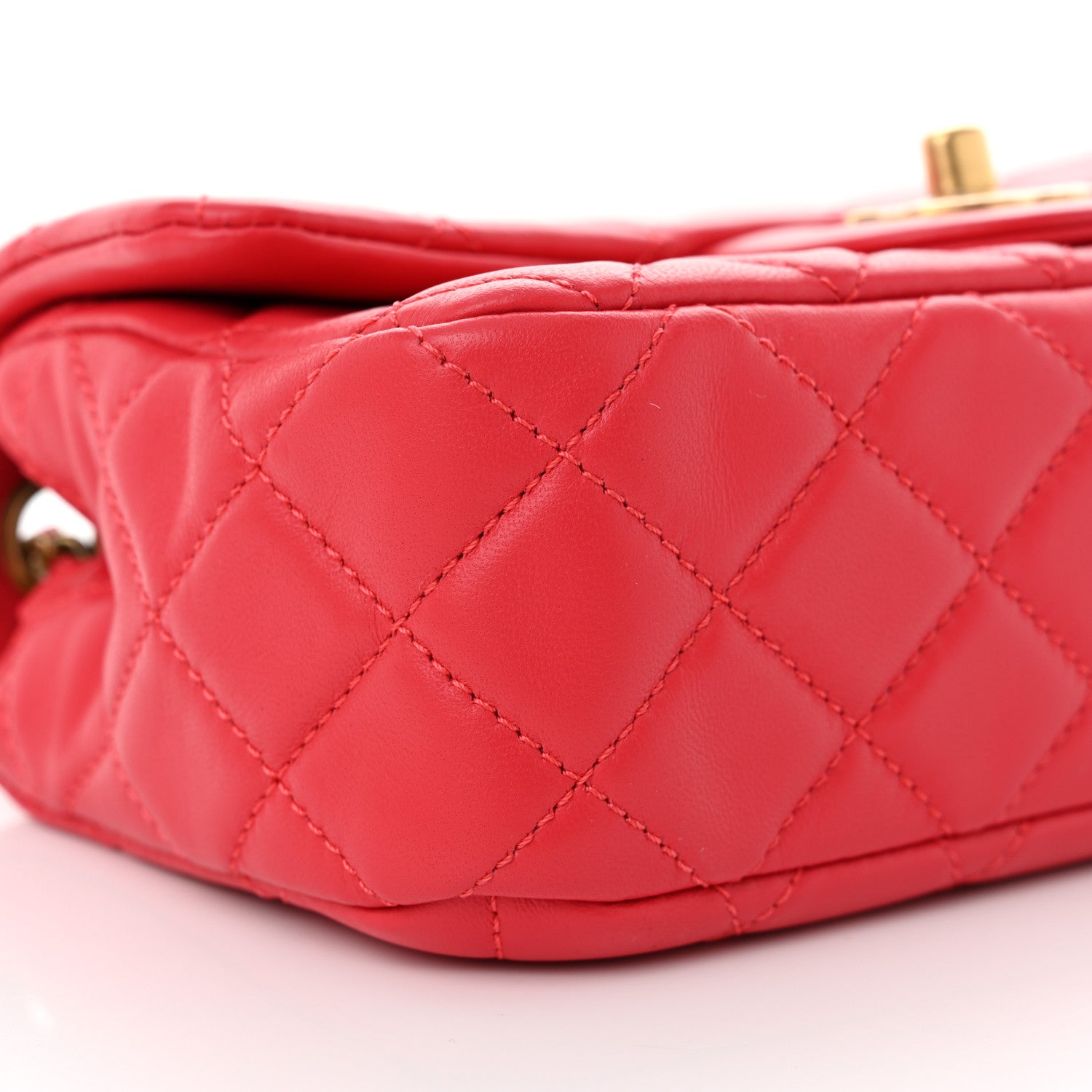 Chanel Lambskin Quilted Mini Rectangular Pearl Crush Flap Red 9 of 11