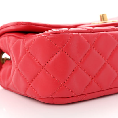 Chanel Lambskin Quilted Mini Rectangular Pearl Crush Flap Red 9 of 11