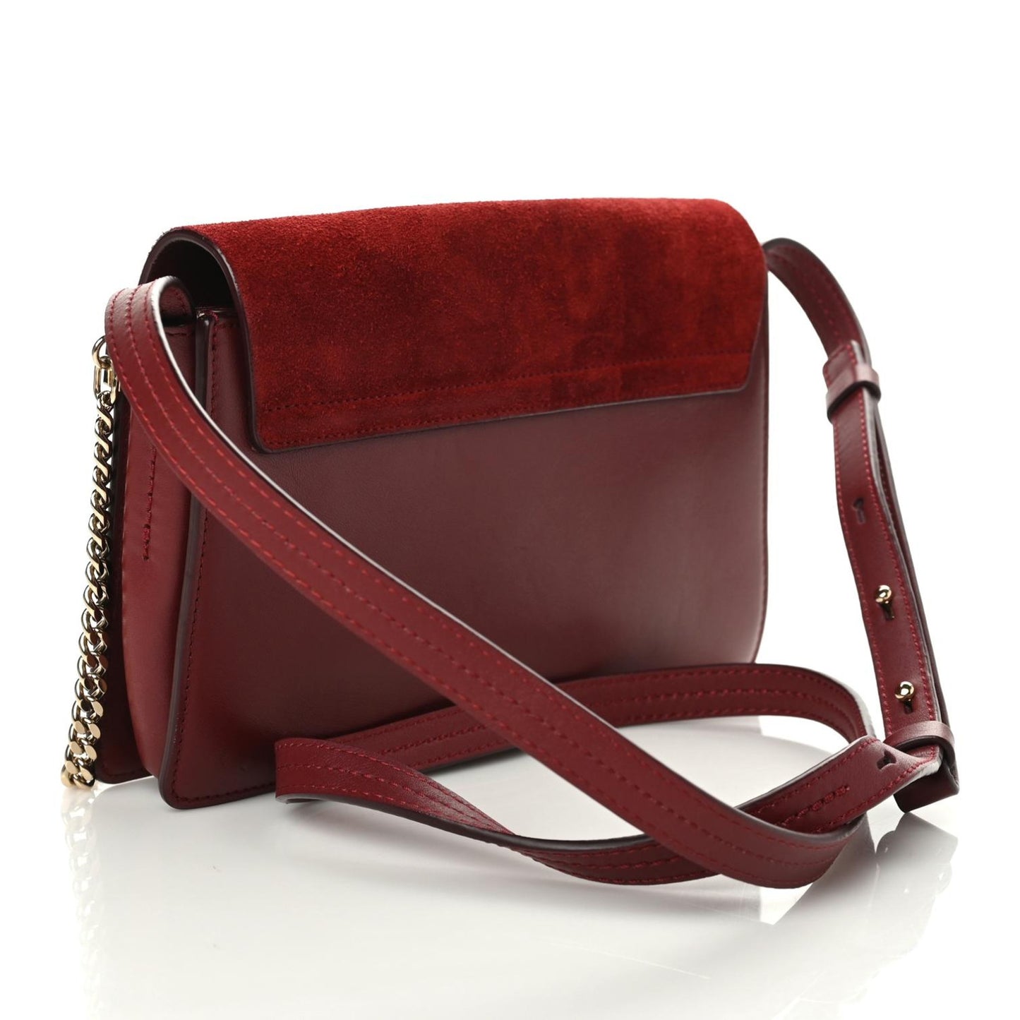 Suede Calfskin Small Faye Shoulder Bag Plum Purple