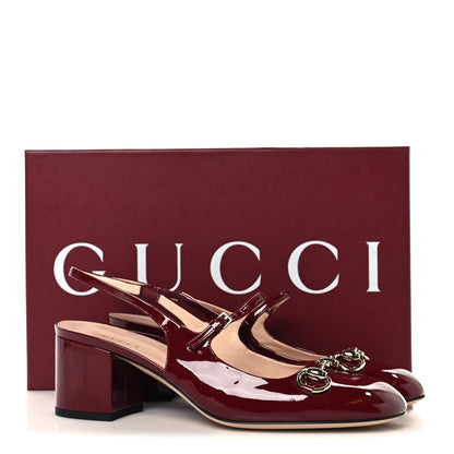 Gucci Vernice Crystal Horsebit Charlotte 42mm Slingback Pumps 38.5 Rosso Ancora 10 of 10