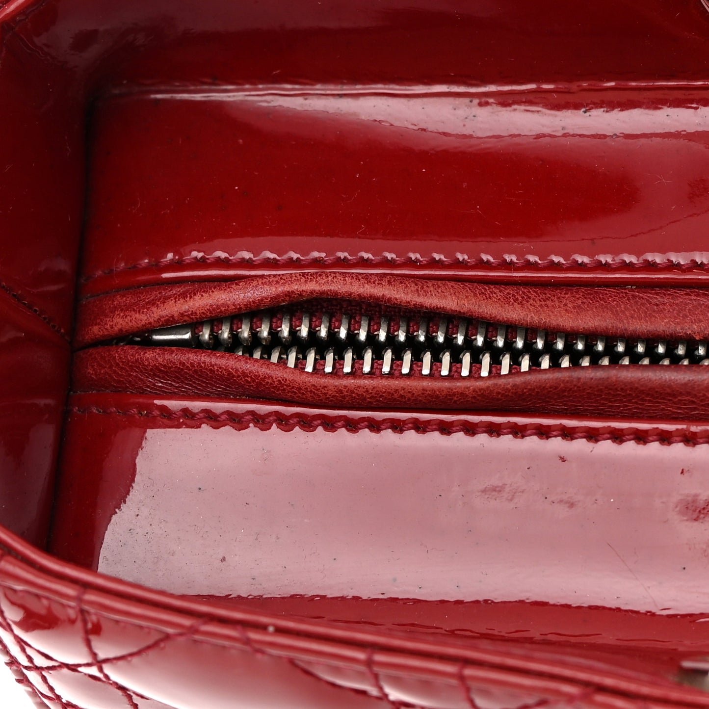 Patent Cannage Large Lady Dior Red