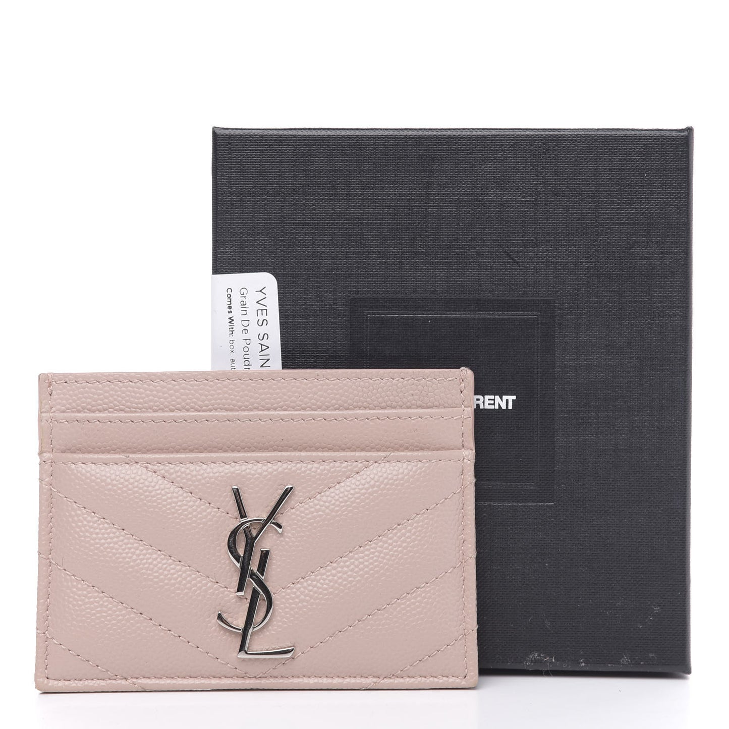 Grain De Poudre Matelasse Chevron Monogram Credit Card Case Pale Blush