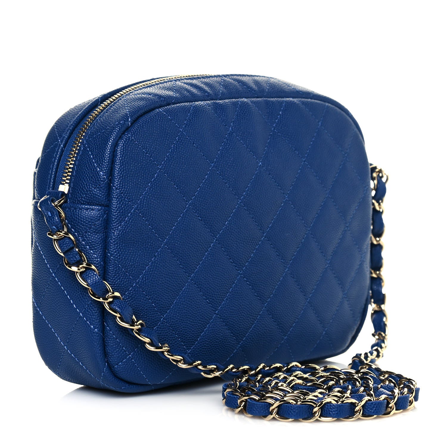 Chanel Caviar Quilted CC Day Camera Case Blue 2 of 12