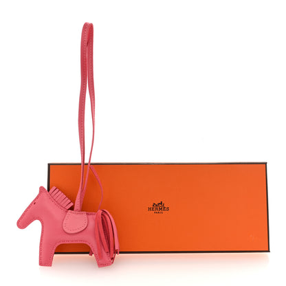 Hermes Milo Lambskin Grigri Rodeo Horse Bag Charm PM Rose Azalee 4 of 4