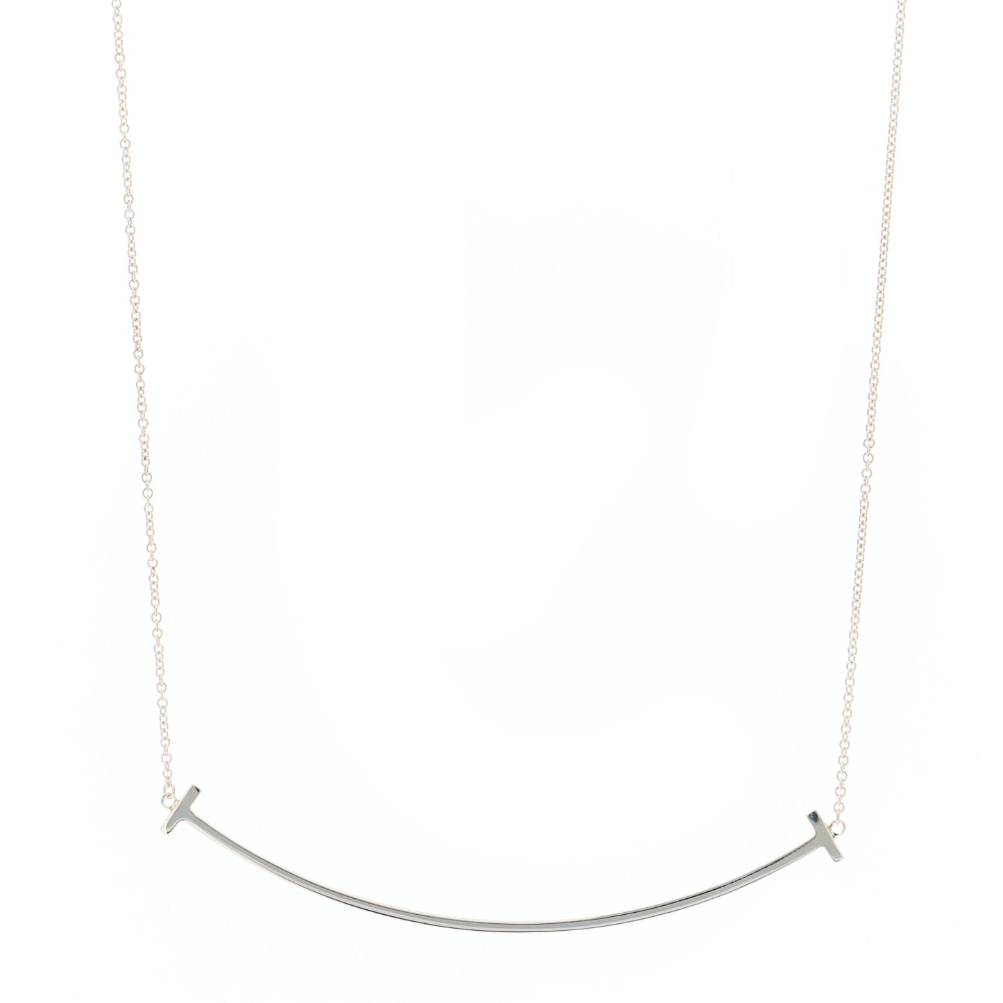 Sterling Silver Large T Smile Pendant Necklace