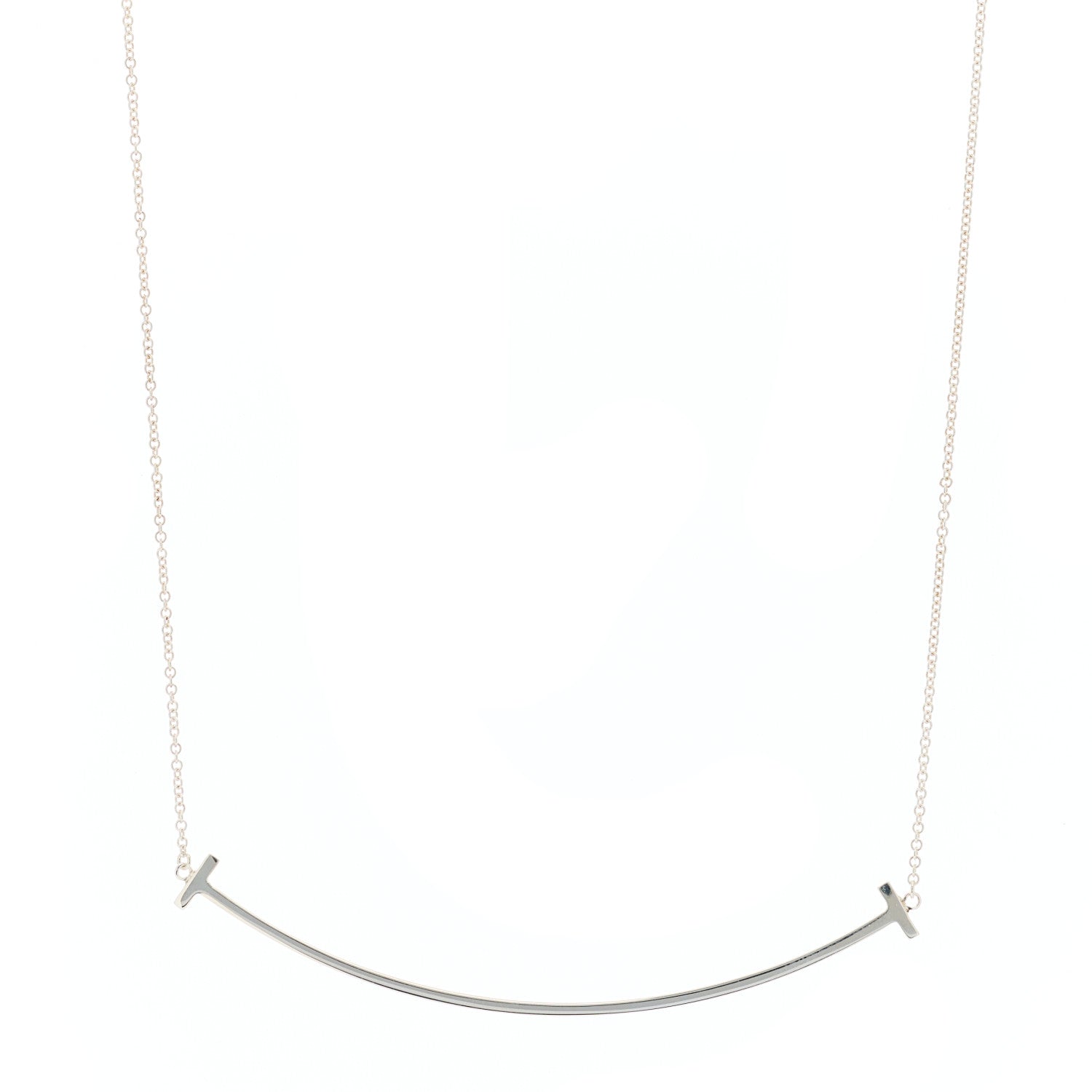 Tiffany Sterling Silver Large T Smile Pendant Necklace 1 of 5