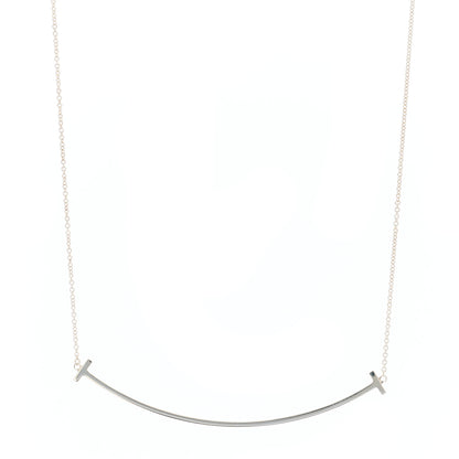 Tiffany Sterling Silver Large T Smile Pendant Necklace 1 of 5