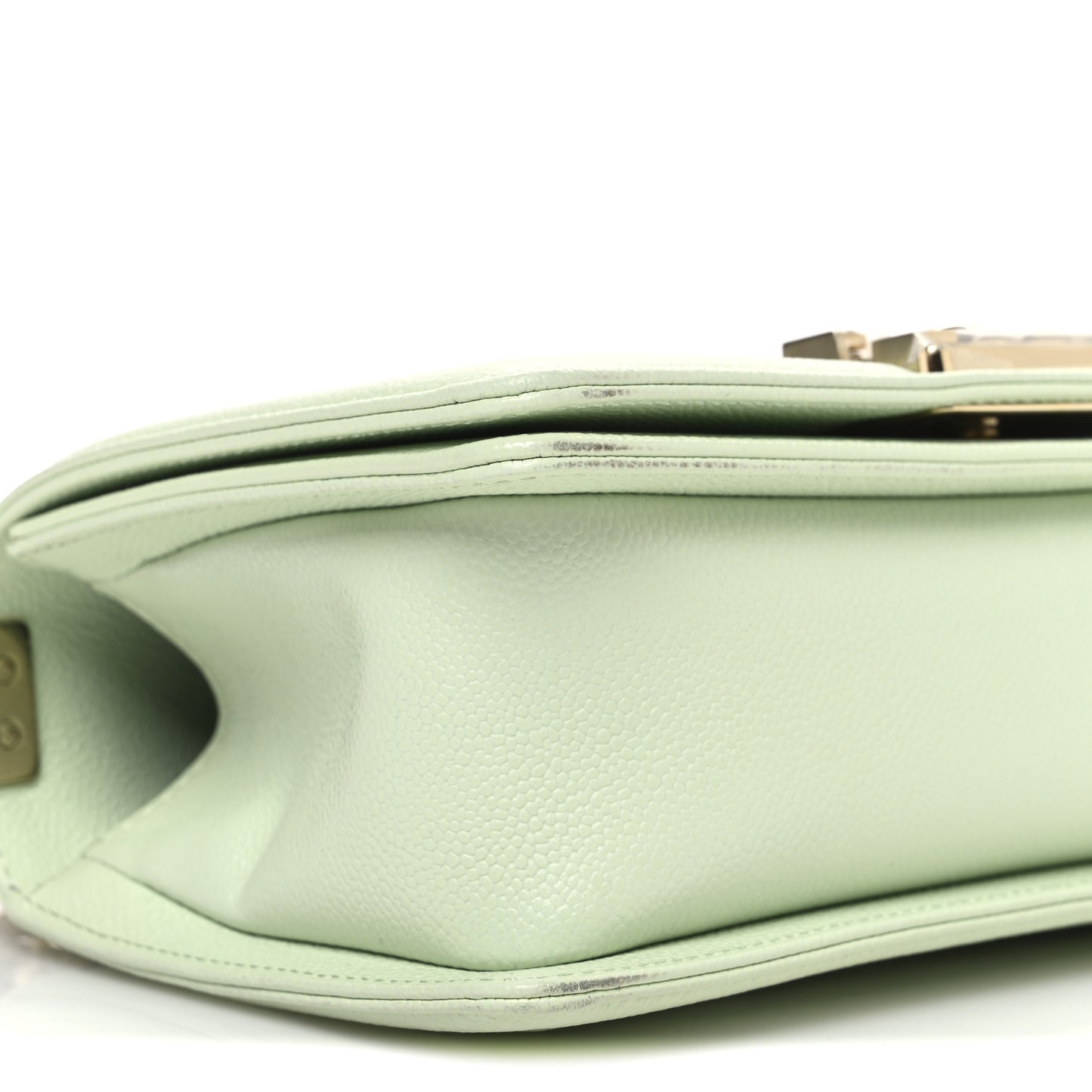 Caviar Chevron Quilted Small Boy Flap Light Green