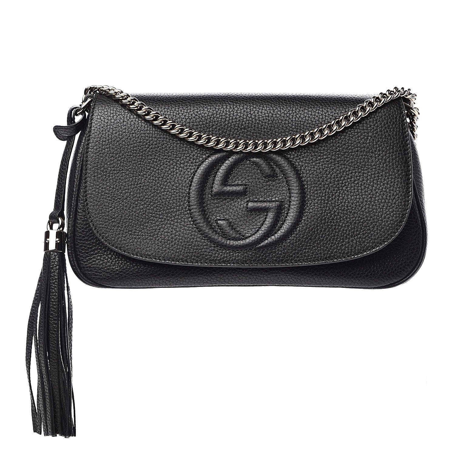 Gucci Pebbled Calfskin Medium Soho Flap Crossbody Black 1 of 9