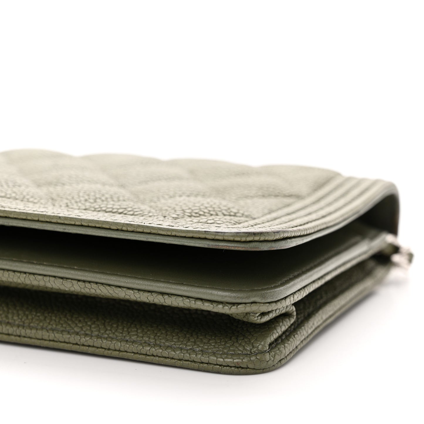 Caviar Quilted Boy Wallet On Chain WOC Khaki