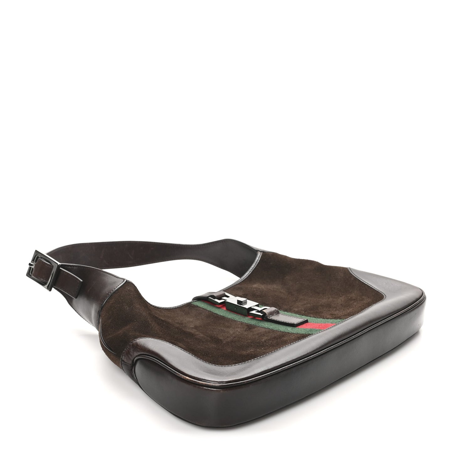 Suede Web Small Jackie O Hobo Dark Brown