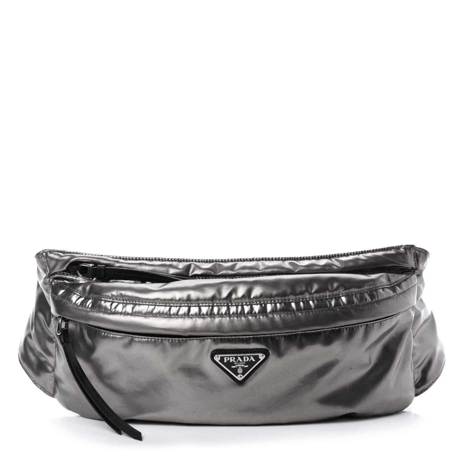 Prada Metallic Tessuto Nylon Metal Belt Bag Ferro 1 of 11